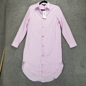 Yanak Sleep Women's One Size Pink Striped Long Sleeve Button Up NWT